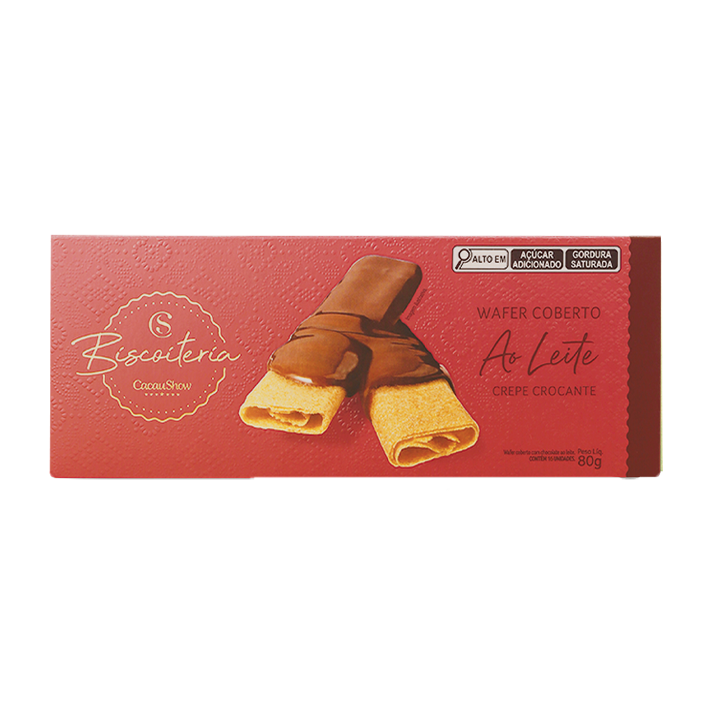 Wafer Biscoiteria Coberto ao Leite 80g, , large. image number 0