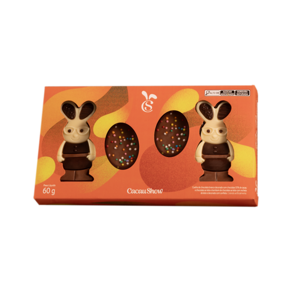 Caixa de Chocolate Cacau Magia Coelhos e Ovos 60g