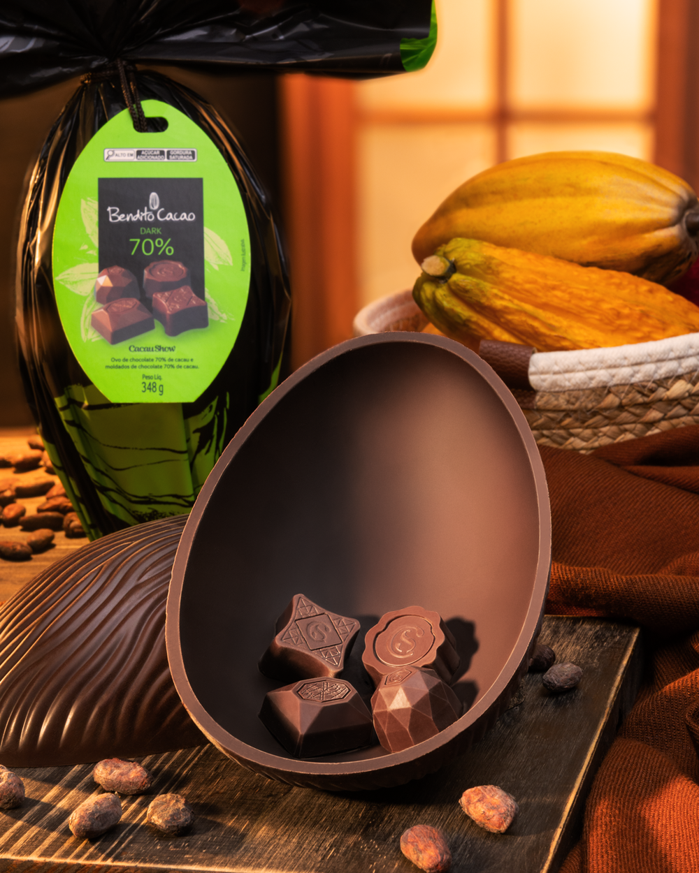 Ovo de P&aacute;scoa Bendito Cacao Chocolate 70% 348g, , large. image number 1