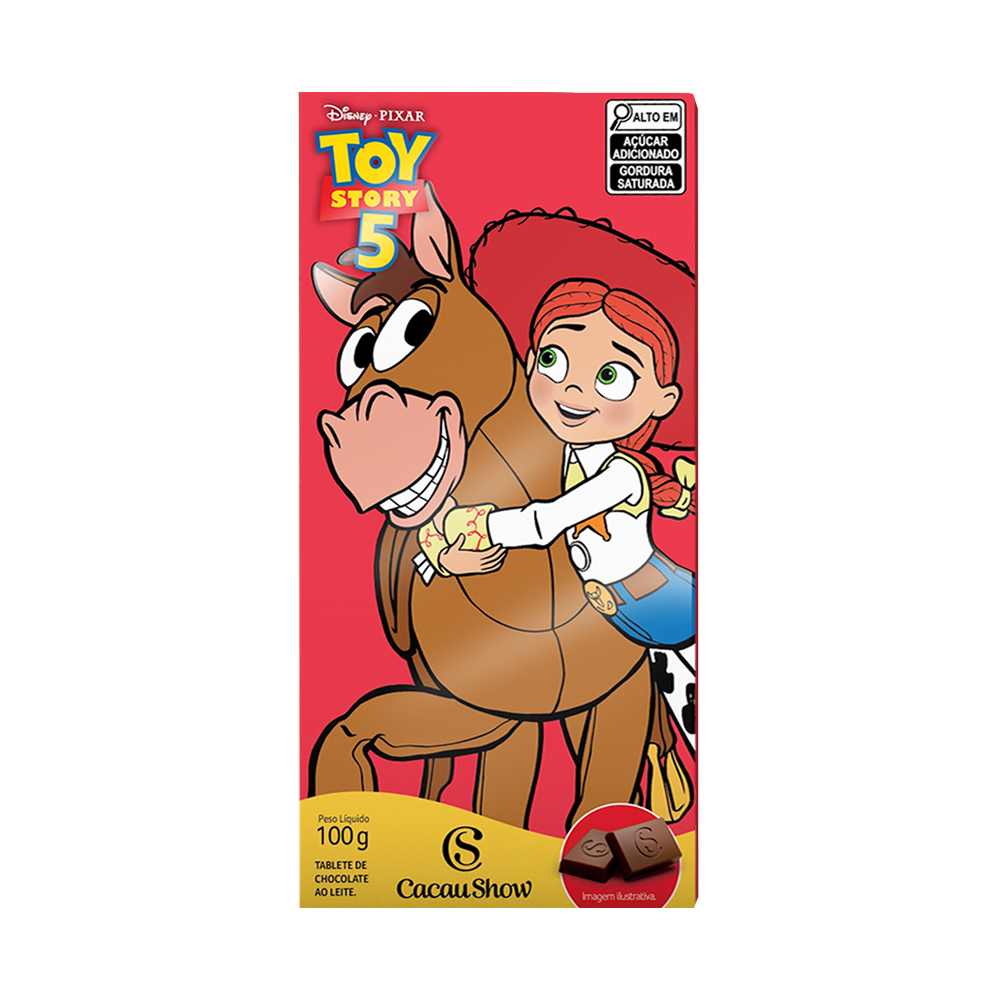 Tablete Toy Story de Chocolate ao Leite Jessie e Bala no Alvo 100g, , large. image number 0