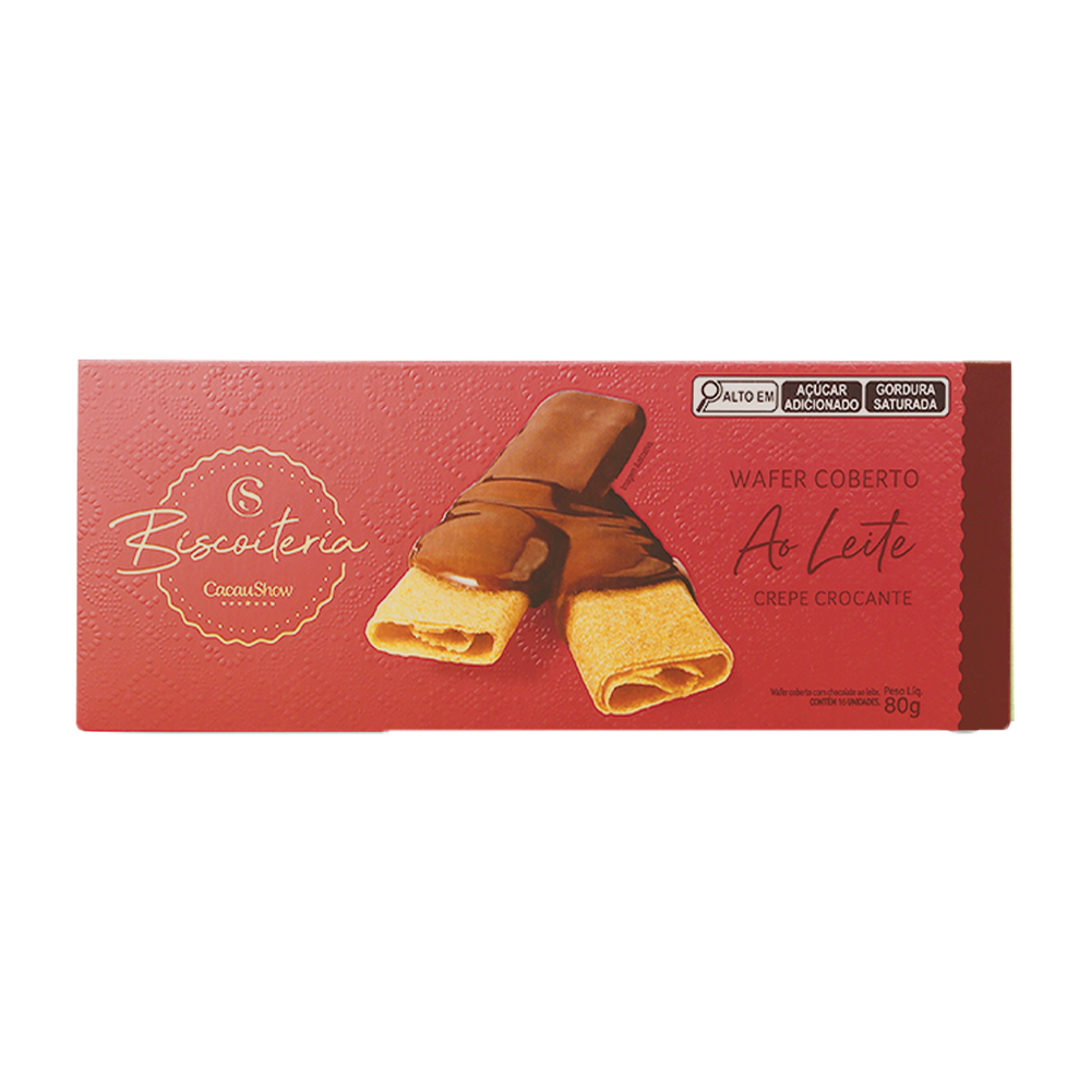 Wafer Biscoiteria Coberto ao Leite 80g, , large. image number 0