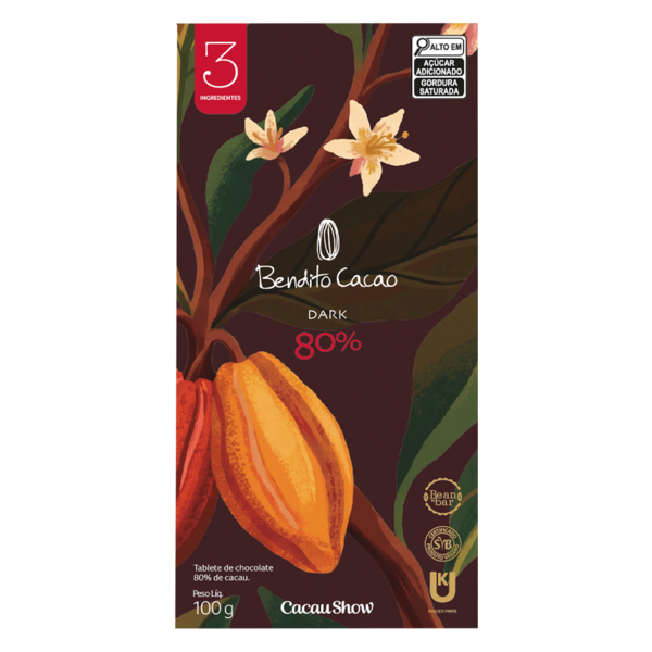 Tablete de Chocolate Intenso Bendito Cacao 80% 100g