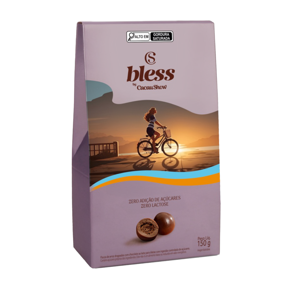 Drageado Bless Zero A&ccedil;&uacute;car e Zero Lactose de Chocolate ao Leite 150g, , large. image number 0