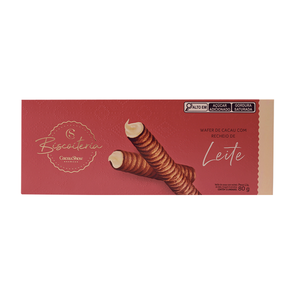 Wafer de Cacau Biscoiteria Recheio de Leite 80g, , large. image number 0