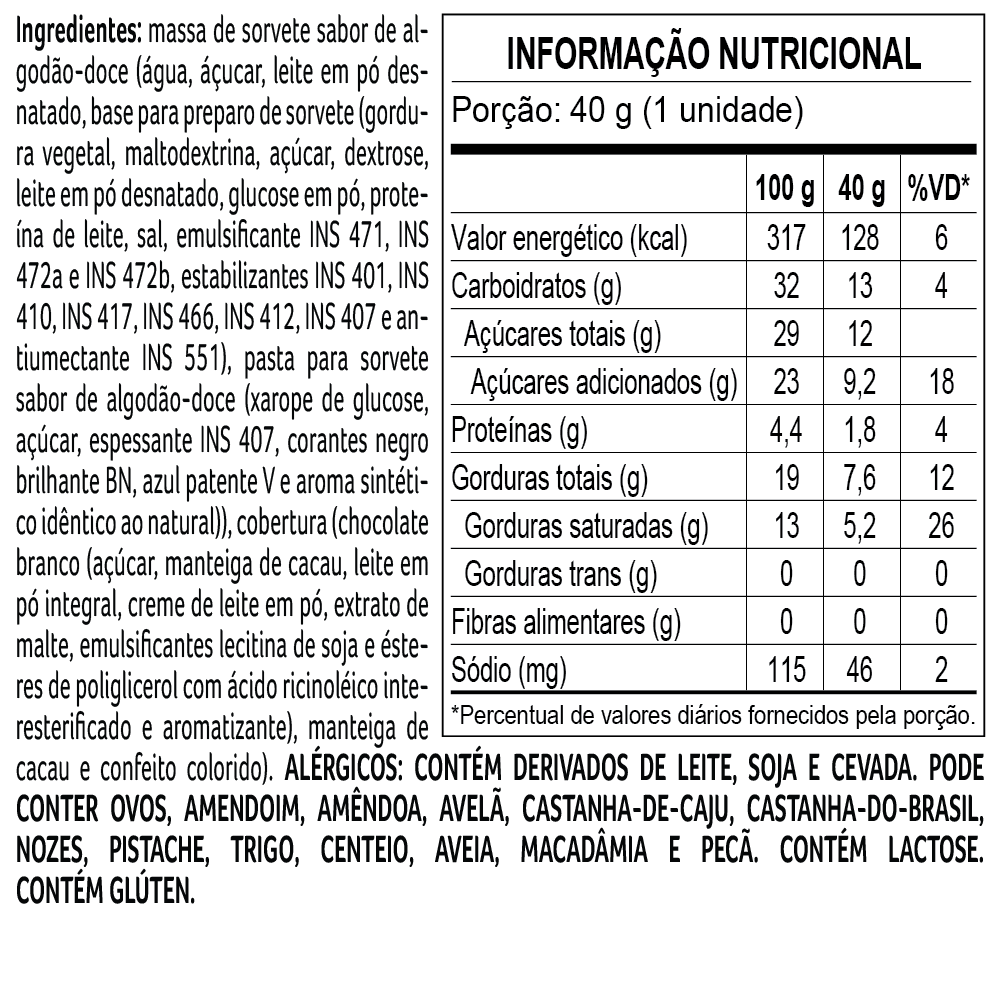 Sorvete Ursinhos Carinhosos Algod&atilde;o Doce 40g, , large. image number 1