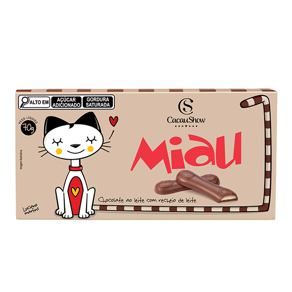 Tablete Miau de Chocolate ao Leite Recheado 70g