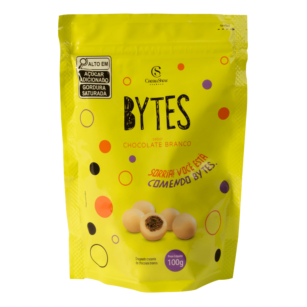 DRAGEADO BYTES CHOCOLATE BRANCO CROCANTE 100G, , large. image number 0