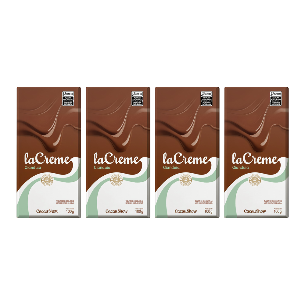 Combo com 4 Tabletes laCreme de Chocolate ao Leite e Avel&atilde; 100g, , large. image number 0