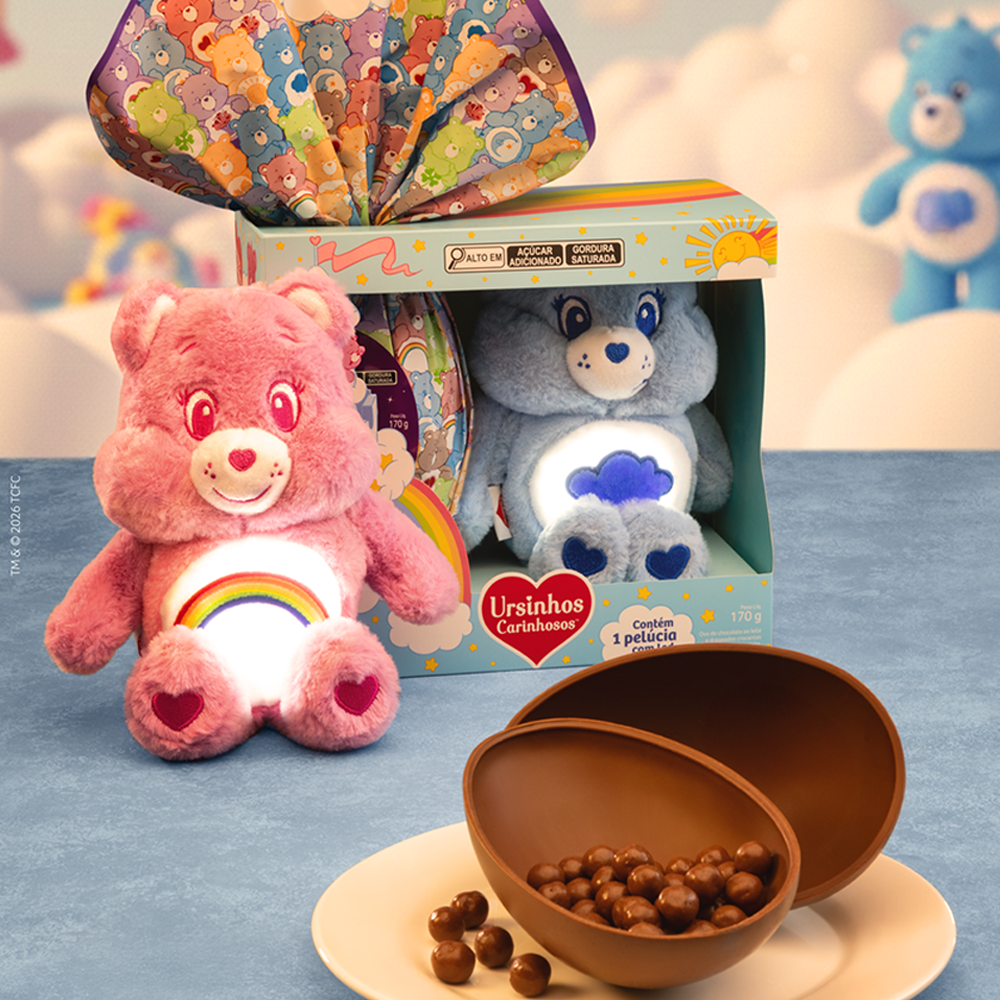 Ovo de P&aacute;scoa ao Leite Pel&uacute;cia Zangadinho com LED Ursinhos Carinhosos 170g, , large. image number 2