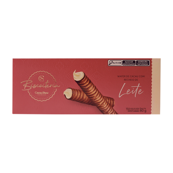 Wafer de Cacau Biscoiteria Recheio de Leite 80g