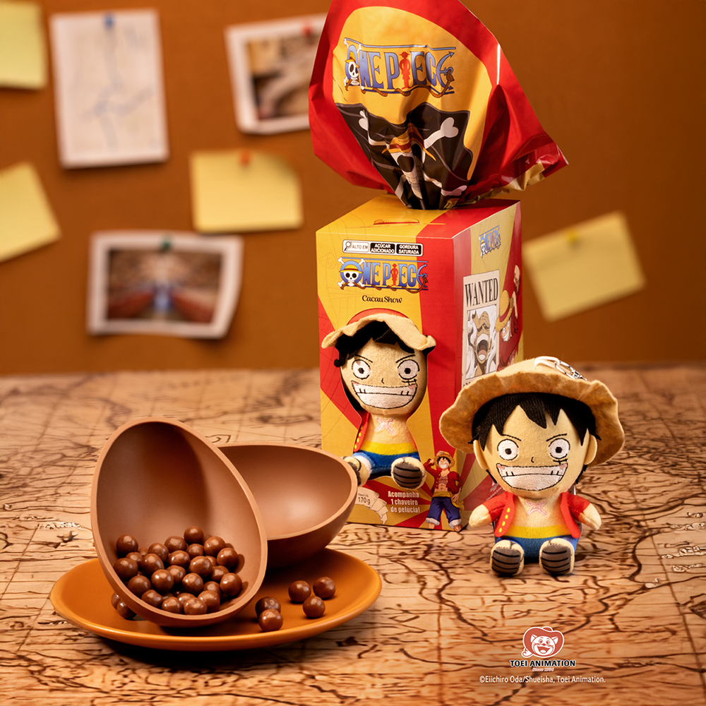 Ovo de P&aacute;scoa ao Leite Chaveiro Luffy One Piece 170g, , large. image number 2