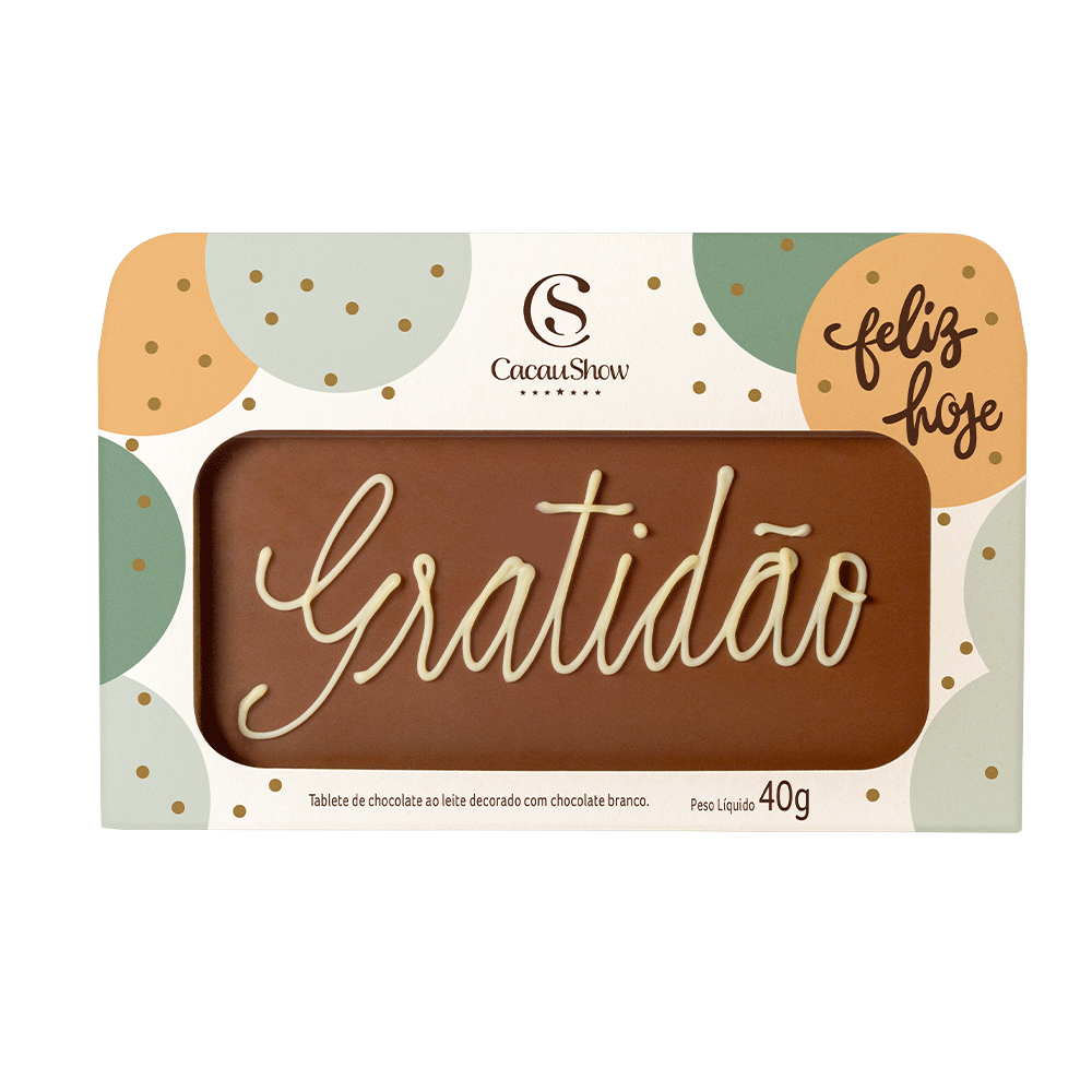 Tablete ao Leite Chocoarte Gratidão 40g, , large. image number 0