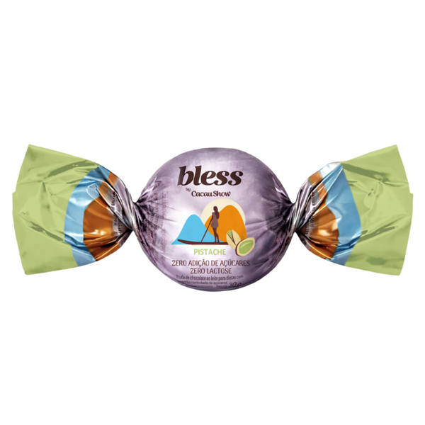 Trufa Bless Zero A&ccedil;&uacute;car e Zero Lactose de Chocolate Branco com Pistache 30g