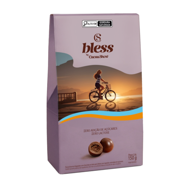 Drageado Bless Zero A&ccedil;&uacute;car e Zero Lactose de Chocolate ao Leite 150g