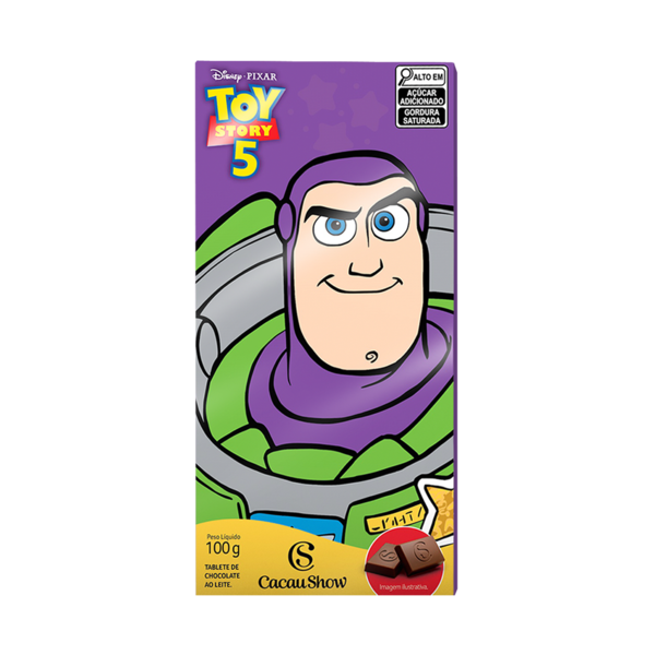 Tablete Toy Story de Chocolate ao Leite Buzz Lightyear 100g