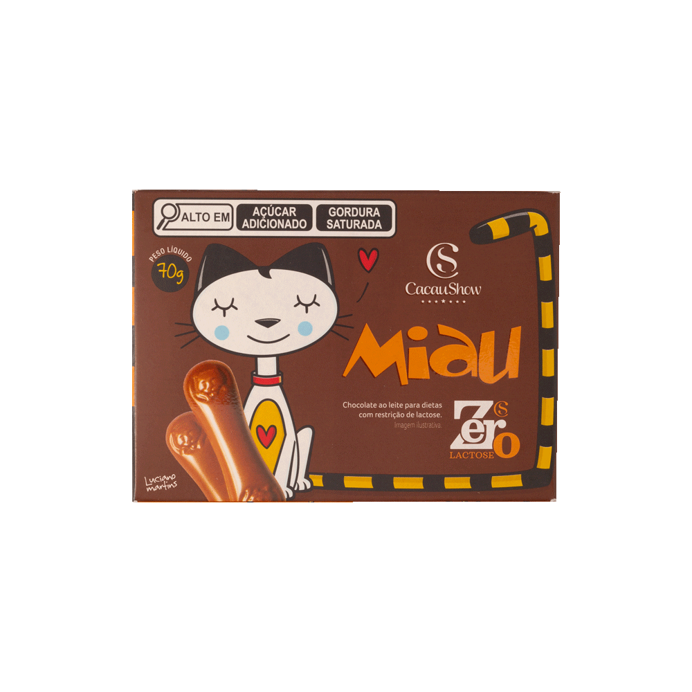 Tablete Miau ao Leite Zero Lactose 70g, , large. image number 0