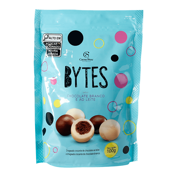 DRAGEADO BYTES DE CHOCOLATE AO LEITE E BRANCO 100G