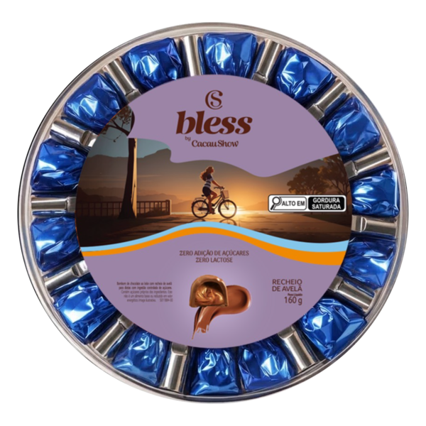 Caixa de Bombons Bless Zero A&ccedil;&uacute;car e Zero Lactose de Chocolate com Avel&atilde; 160g