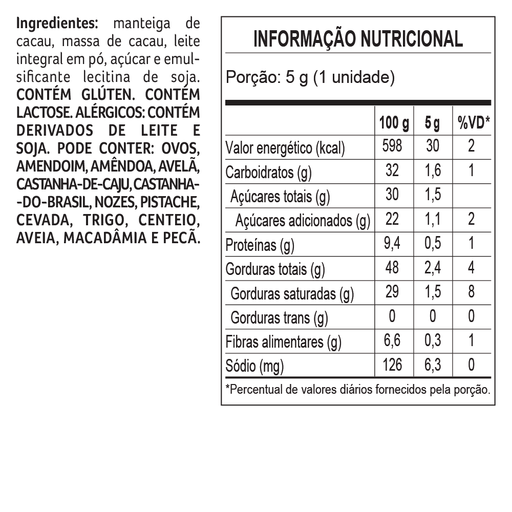 Tablete Dark Milk de Chocolate 55% Cacau 5g, , large. image number 2
