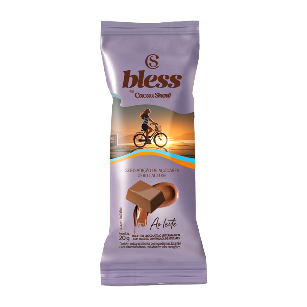 Tablete Bless Zero A&ccedil;&uacute;car e Zero Lactose de Chocolate ao Leite 20g, , large. image number 0