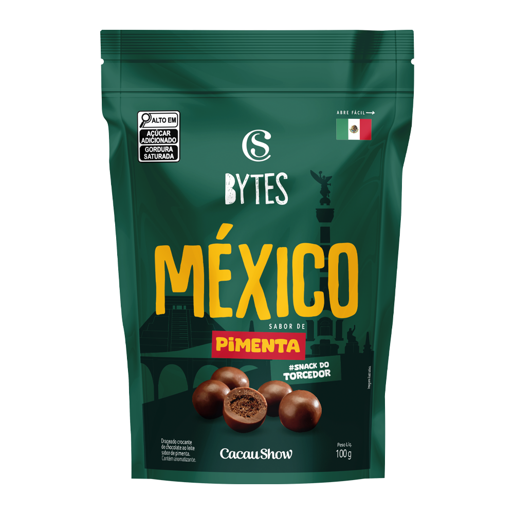 Drageado Bytes de Chocolate ao Leite e Pimenta M&eacute;xico 100g, , large. image number 0