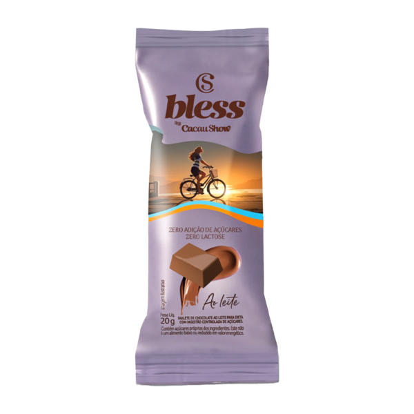 Tablete Bless Zero A&ccedil;&uacute;car e Zero Lactose de Chocolate ao Leite 20g