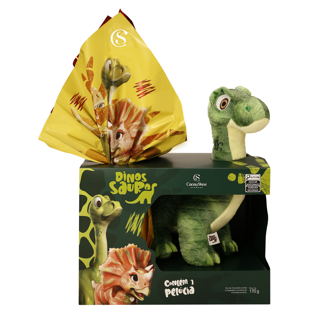 Ovo de Páscoa ao Leite Dinossauros Pelúcia Dylan 170g, , large. image number 0