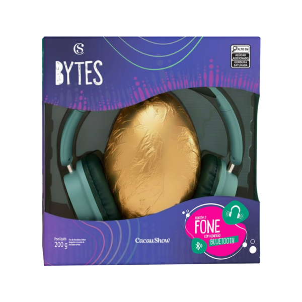 Ovo de P&aacute;scoa ao Leite Bytes Fone Verde 200g
