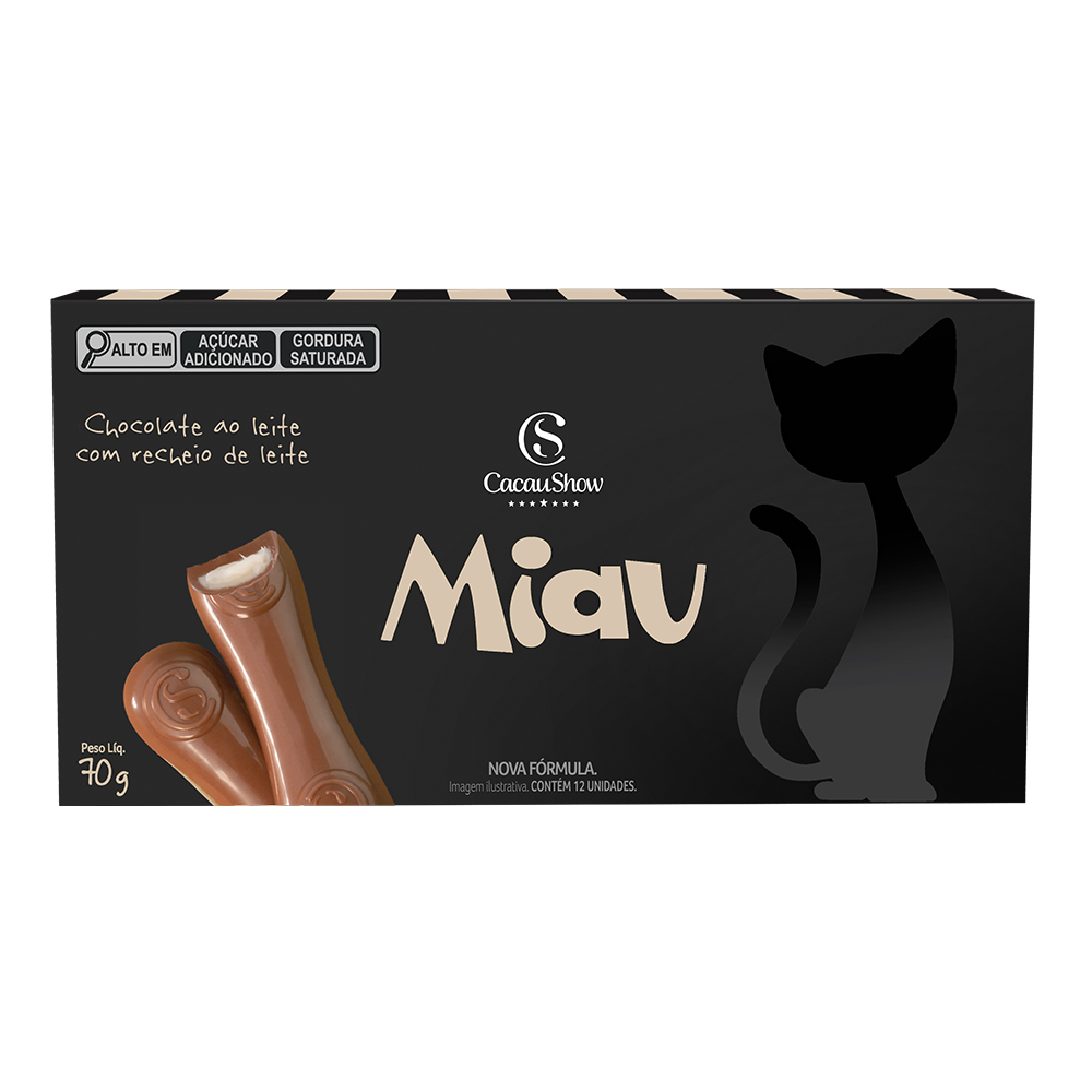 Tablete Miau de Chocolate ao Leite Recheado 70g, , large. image number 0